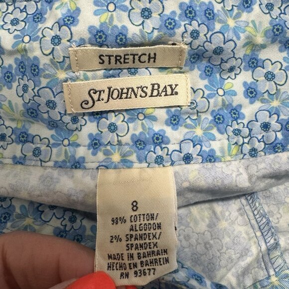 Vintage Y2K 90s St. John's Bay Skirt Skort 8 A-line Ditsy Floral Blue Stretch - Picture 6 of 7